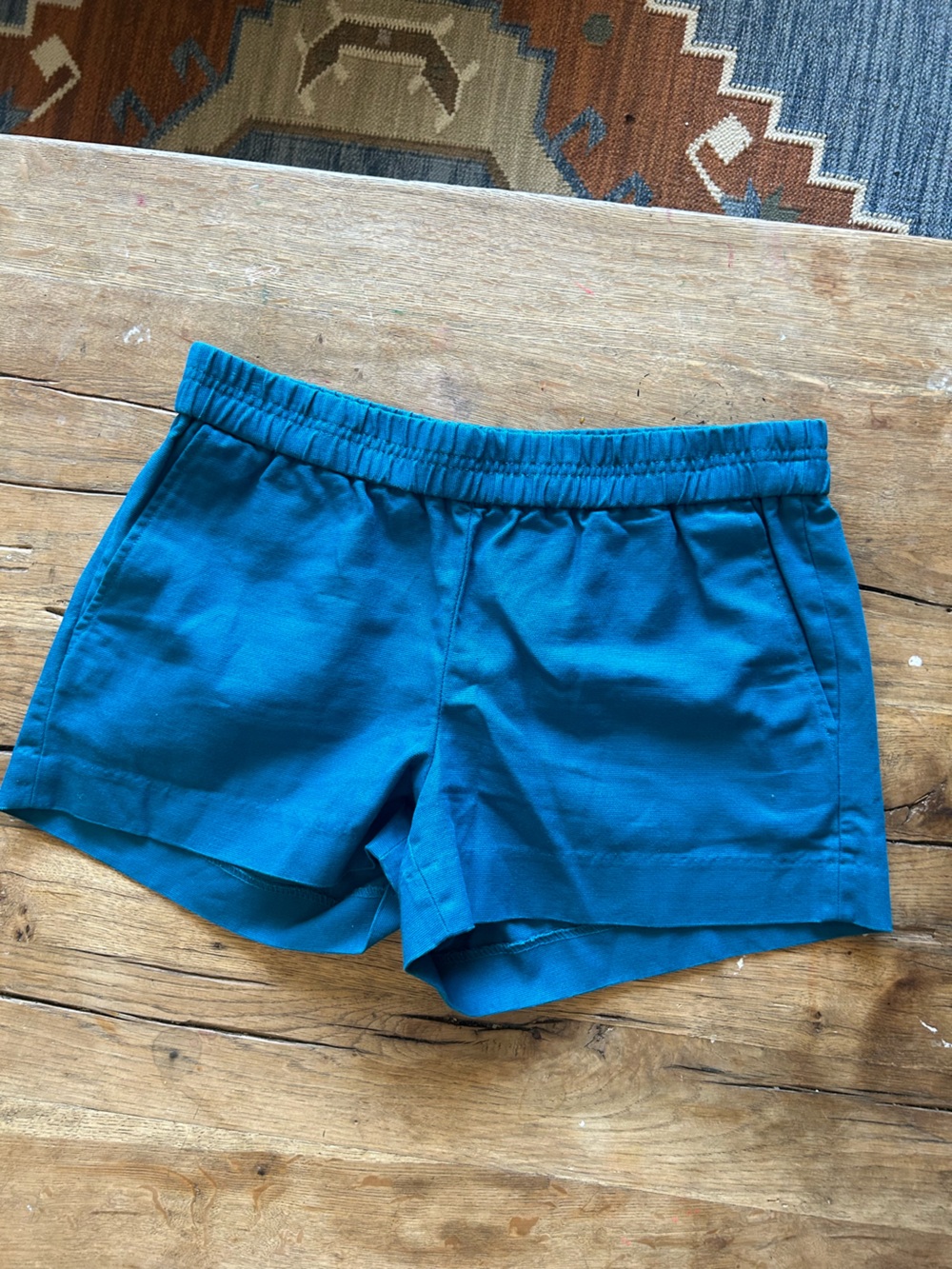 J. Crew bright jewel tone aqua blue Teal Elastic-Waist cargo Shorts 2 xs